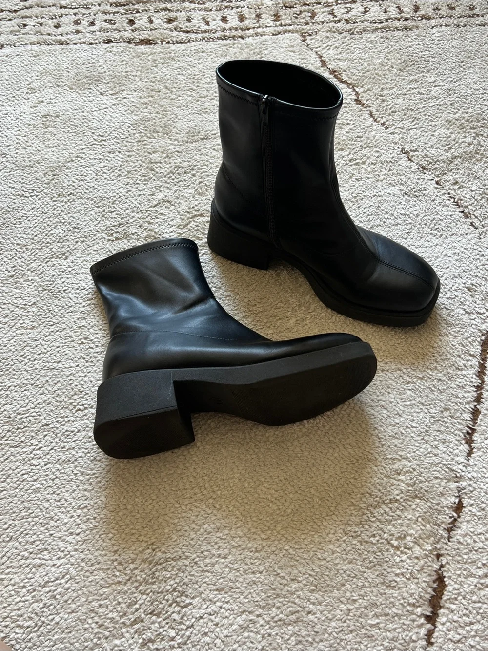 Wild Fable Christi Ankle Black Boots Womens Size 9 Square Toe Stretch Upper